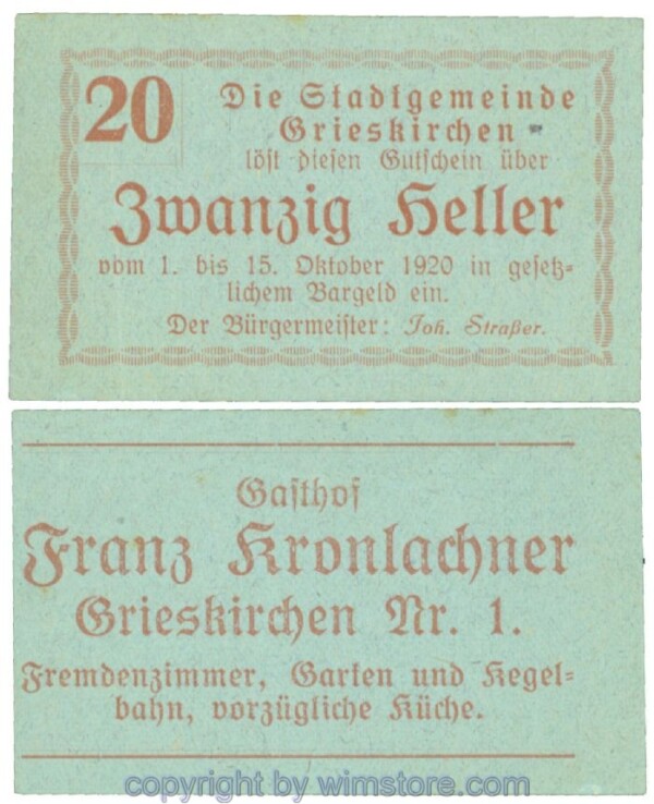Grieskirchen, J00288II20, 20 Heller; 2