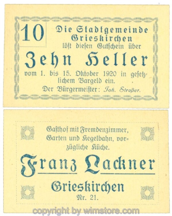 Grieskirchen, J00288II21, 10 Heller; 1