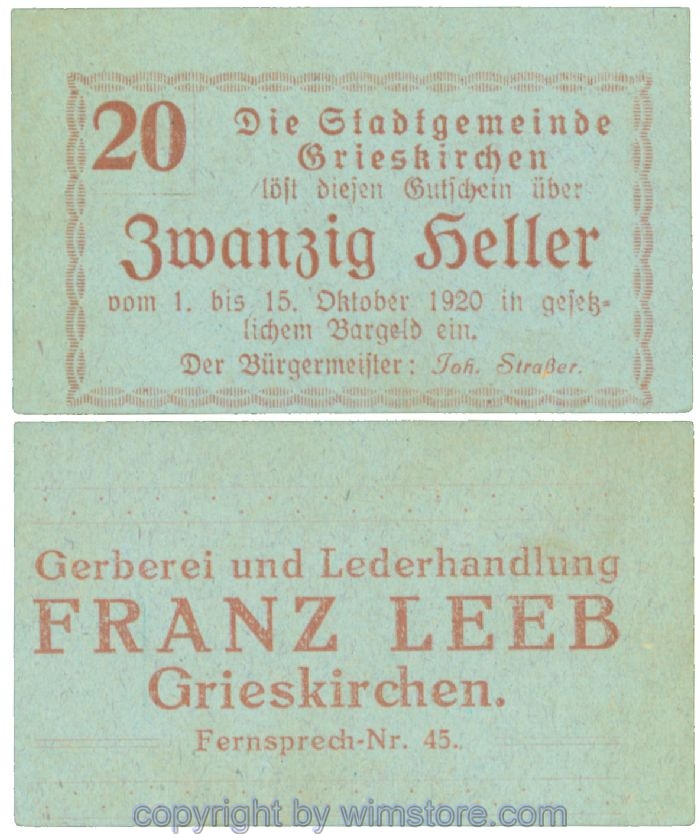 Grieskirchen, J00288II22, 20 Heller; 1