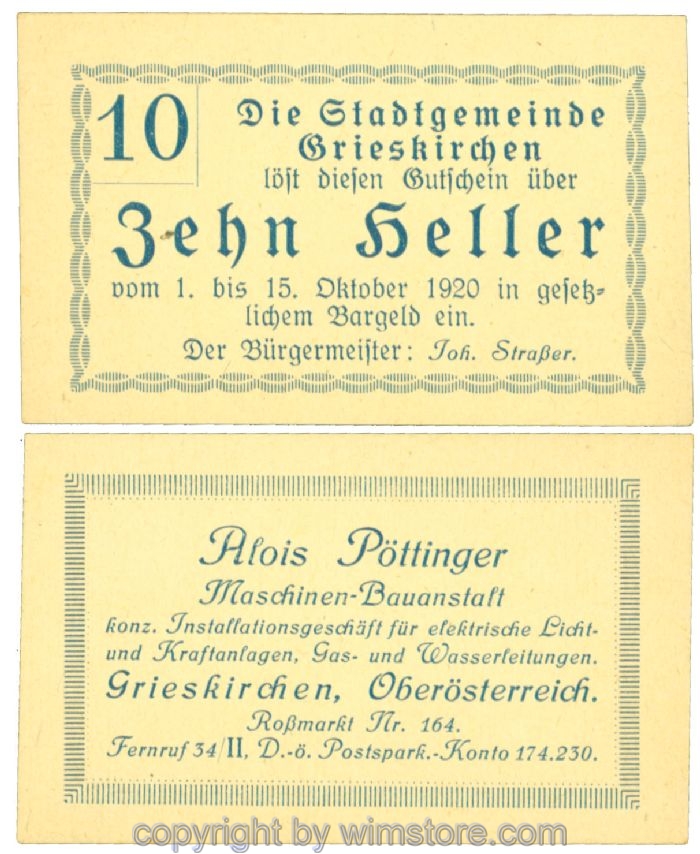 Grieskirchen, J00288II27, 10 Heller; 1