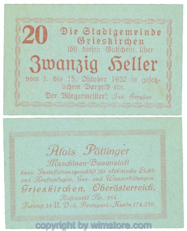 Grieskirchen, J00288II27, 20 Heller; 1