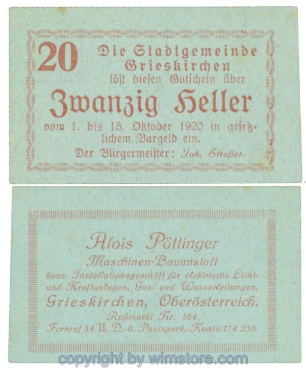 Grieskirchen, J00288II27, 20 Heller; 1-