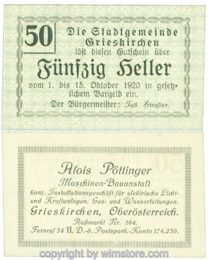 Grieskirchen, J00288II27, 50 Heller; 1