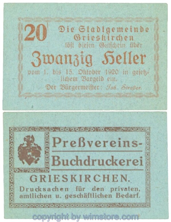Grieskirchen, J00288II28, 20 Heller; 1-