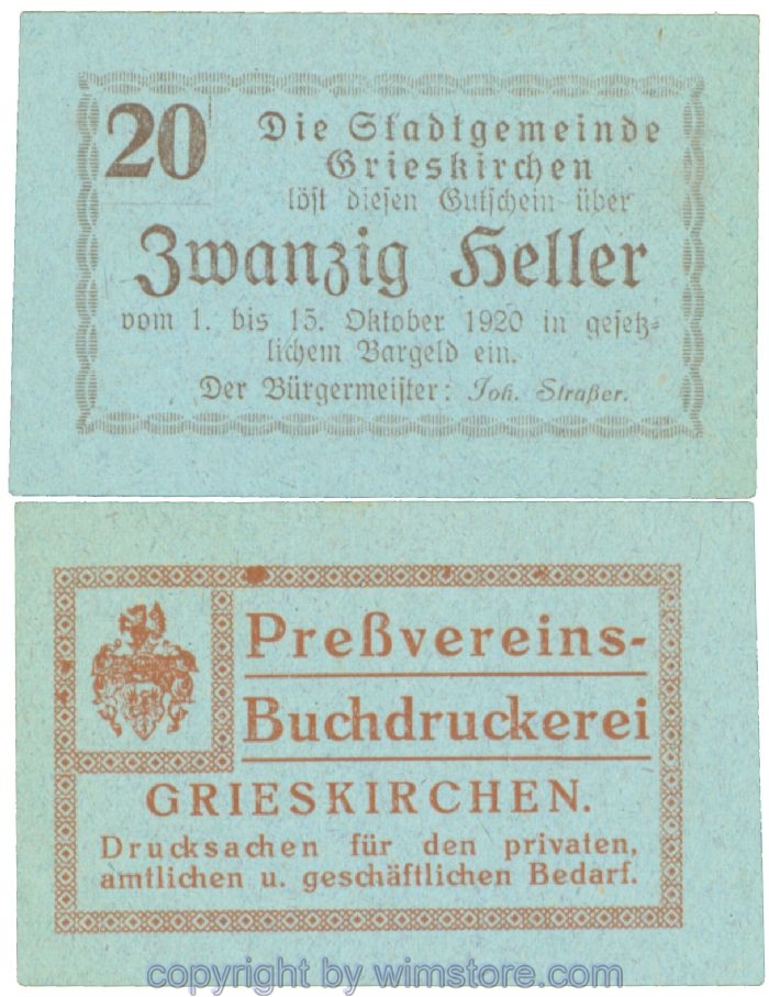 Grieskirchen, J00288II28, 20 Heller; 1-