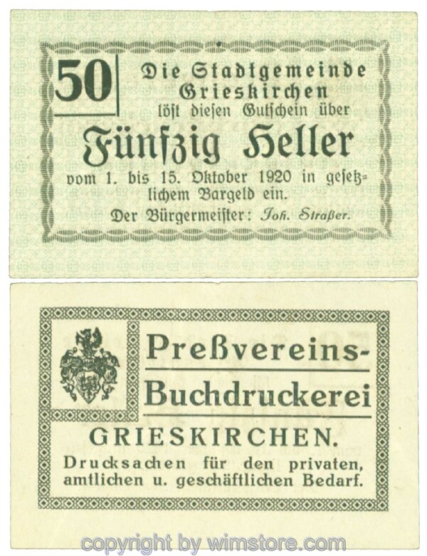 Grieskirchen, J00288II28, 50 Heller; 1-
