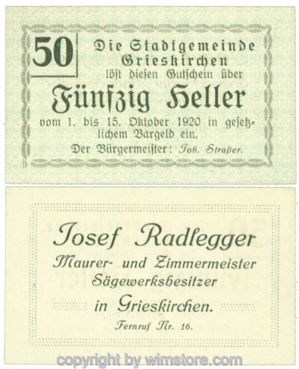 Grieskirchen, J00288II30, 50 Heller; 1