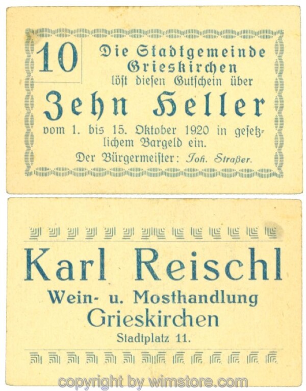 Grieskirchen, J00288II32, 10 Heller; 1-