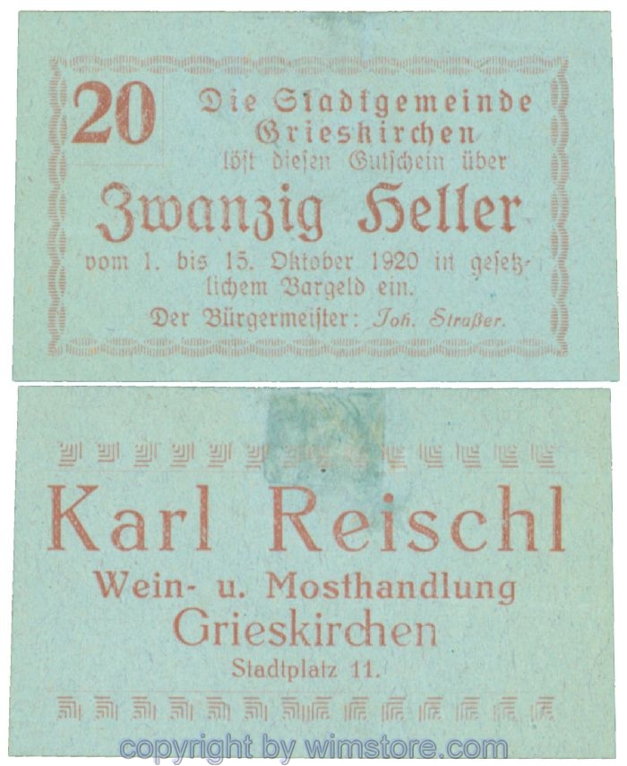 Grieskirchen, J00288II32, 20 Heller; 1-