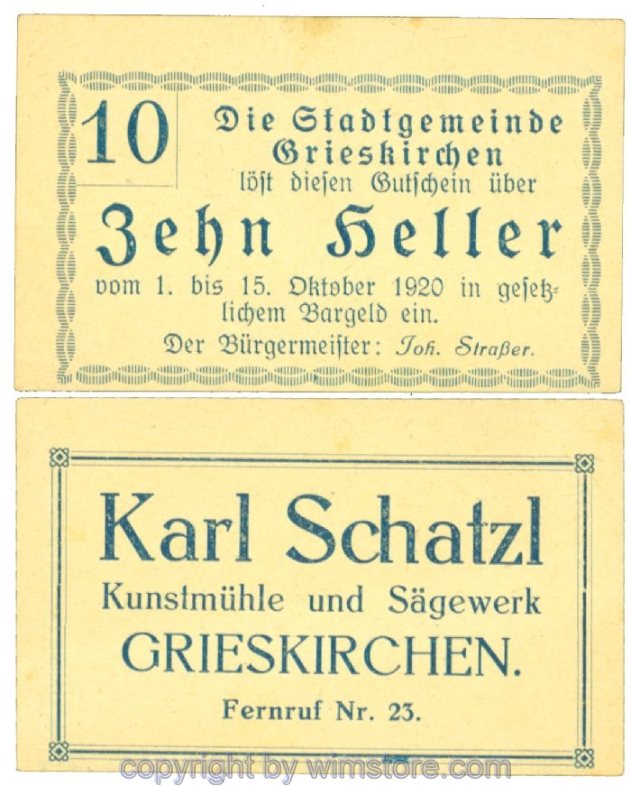 Grieskirchen, J00288II33, 10 Heller; 1