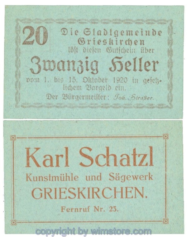Grieskirchen, J00288II33, 20 Heller; 1