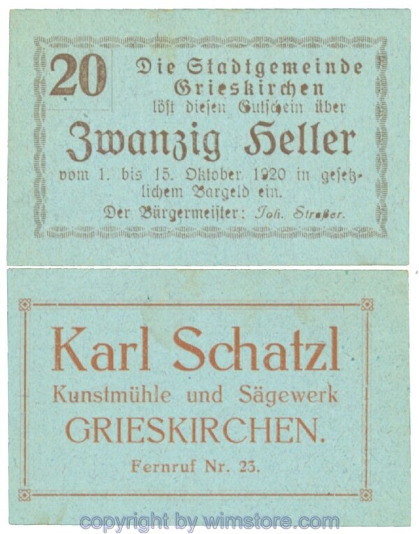 Grieskirchen, J00288II33, 20 Heller; 1-