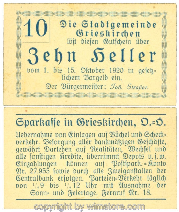 Grieskirchen, J00288II39, 10 Heller; 1