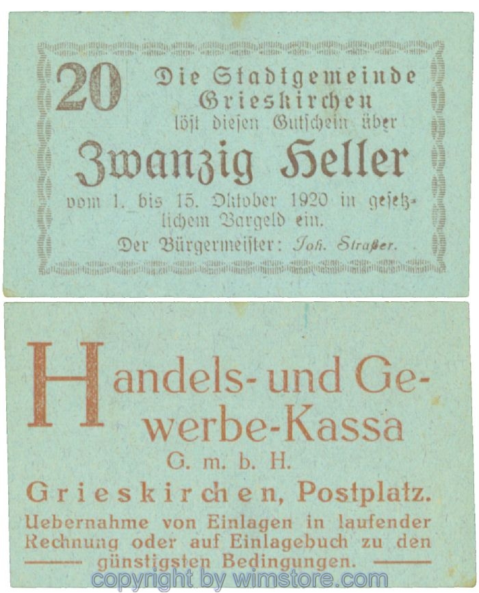 Grieskirchen, J00288II39a, 20 Heller; 1-