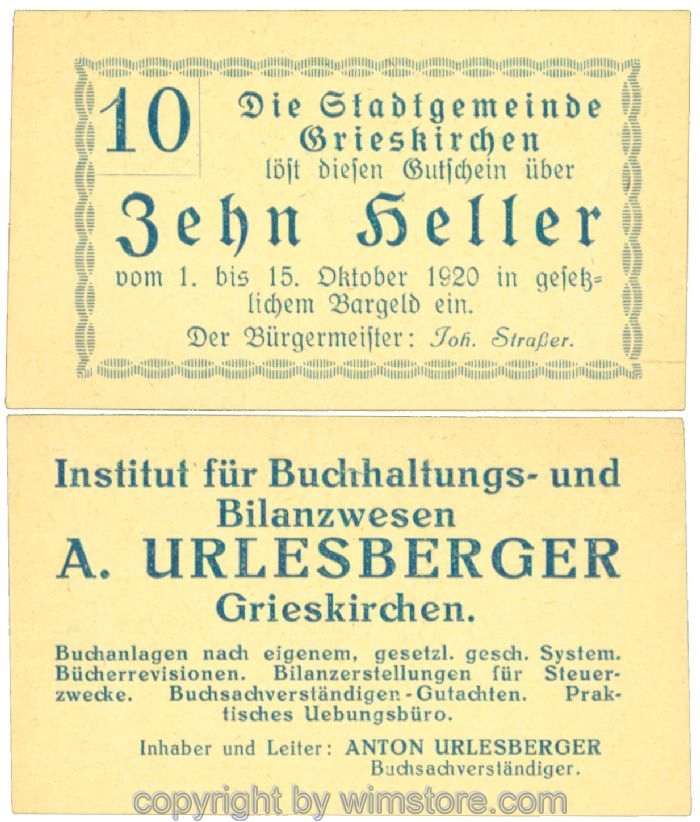 Grieskirchen, J00288II41, 10 Heller; 1