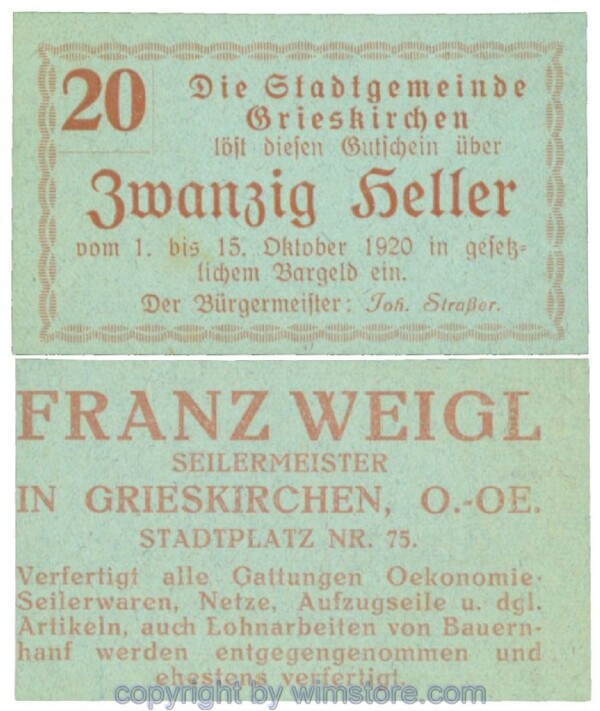 Grieskirchen, J00288II42, 20 Heller; 1