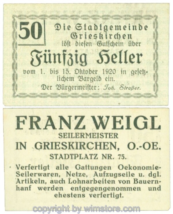 Grieskirchen, J00288II42, 50 Heller; 1