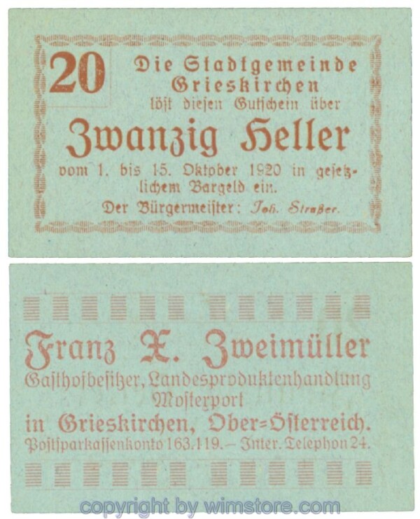 Grieskirchen, J00288II47, 20 Heller; 1