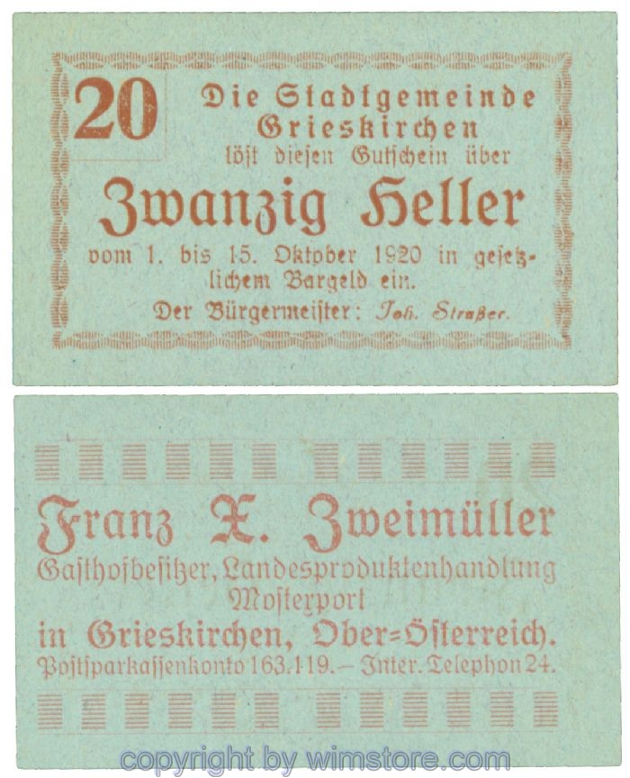 Grieskirchen, J00288II47, 20 Heller; 1