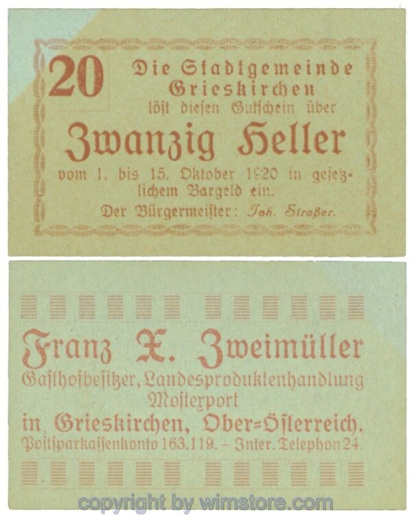 Grieskirchen, J00288II47, 20 Heller; 1