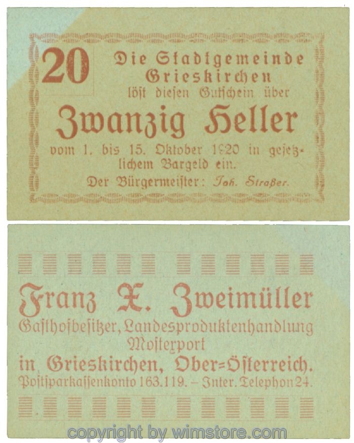 Grieskirchen, J00288II47, 20 Heller; 1