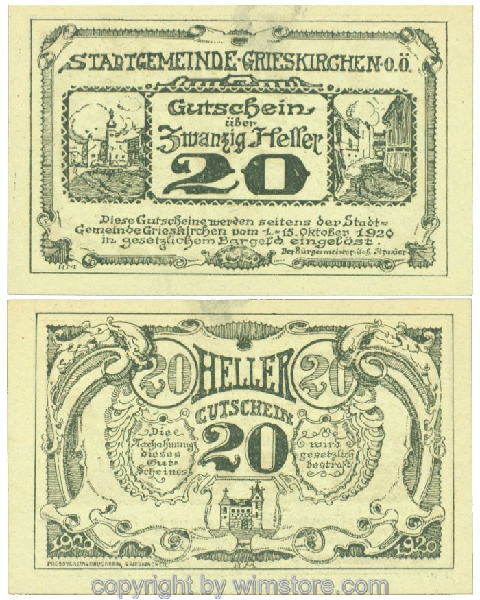 Grieskirchen, J00288IIa3, 20 Heller; 1