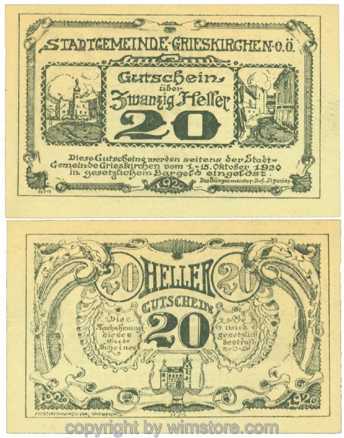Grieskirchen, J00288IIa4, 20 Heller; 1-