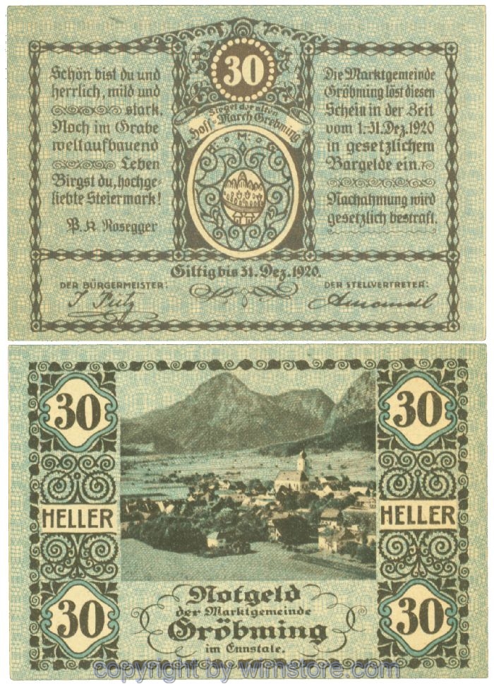Gröbming, J00289a1, 30 Heller; 1
