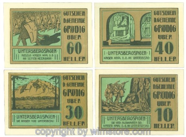 Grödig, J00290e, Serie 10, 30, 40, 60 Heller; 1