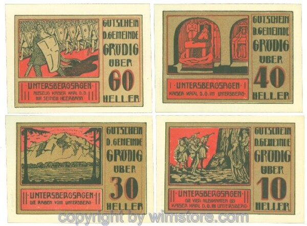 Grödig, J00290g, Serie 10, 30, 40, 60 Heller; 1