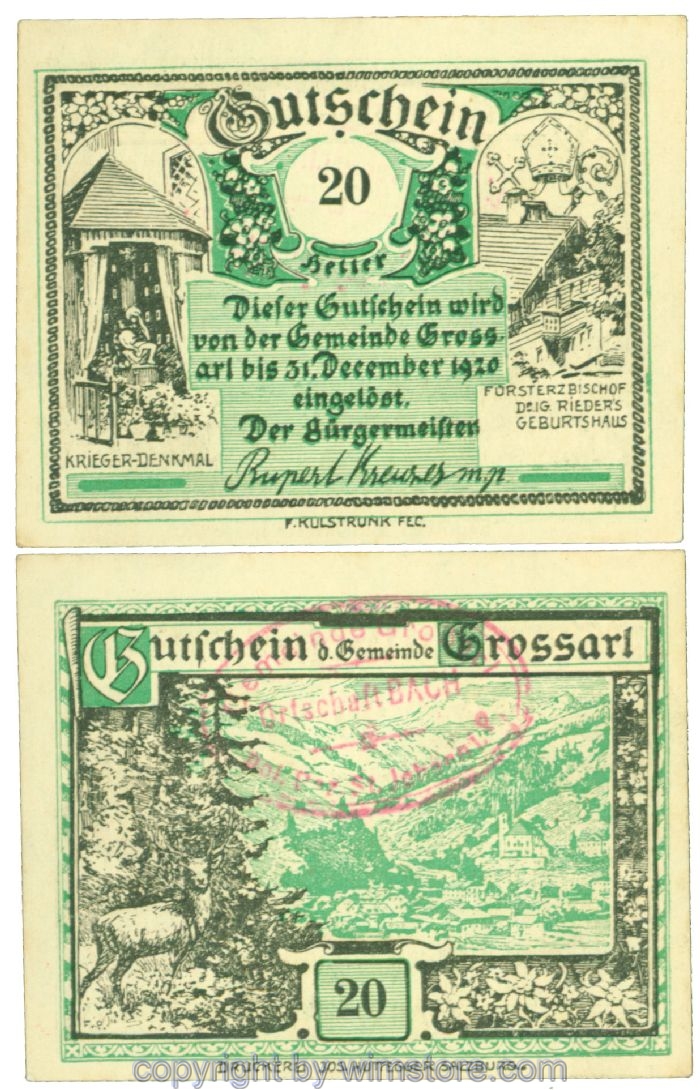 Grossarl, J00292f110, 20 Heller; 1