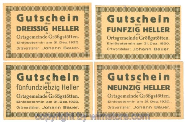 Grössgstötten, J00293ICe, Serie 30, 50, 75, 90 Heller; 1