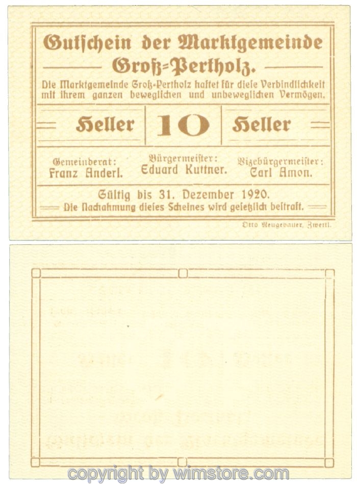 Gross-Pertholz, J00295Ia, 10 Heller; 1