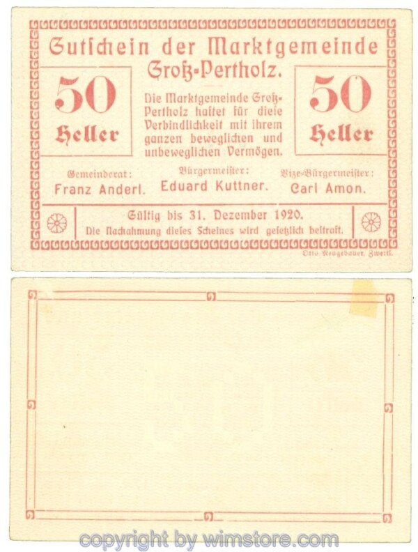 Gross-Pertholz, J00295Ia, 50 Heller; 1-