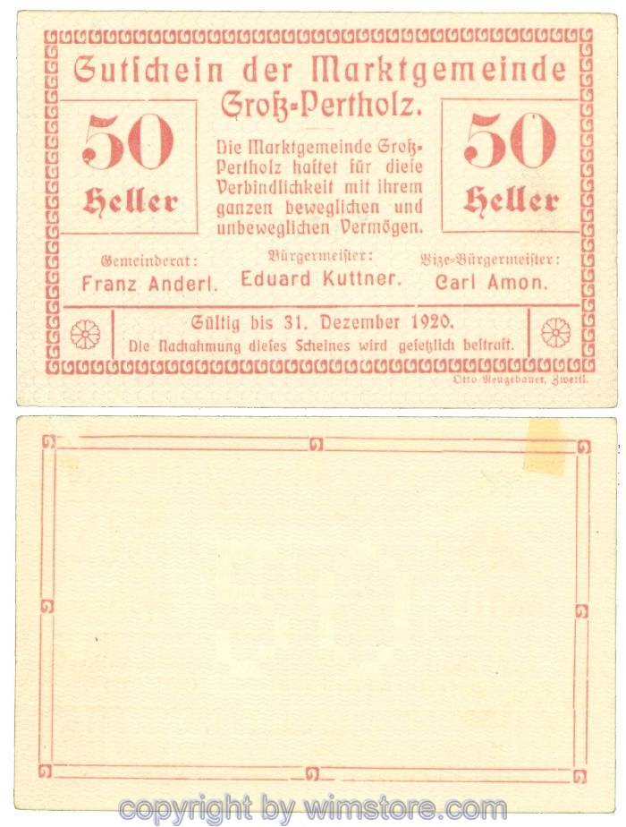Gross-Pertholz, J00295Ia, 50 Heller; 1-