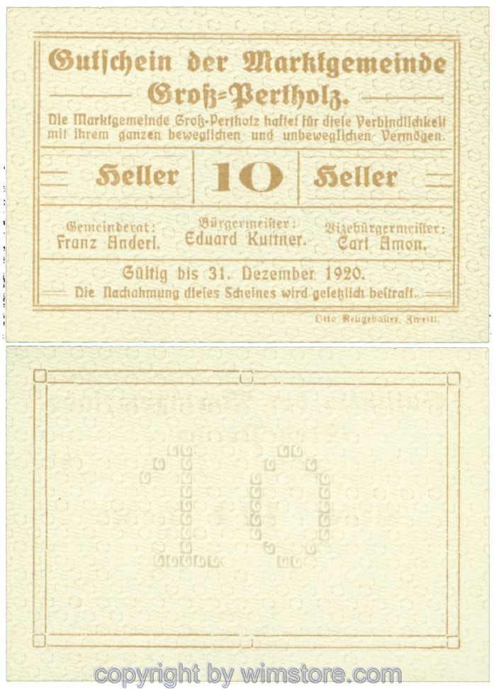 Gross-Pertholz, J00295IIa, 10 Heller; 1