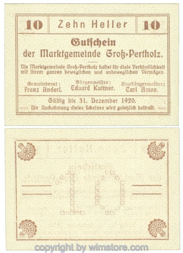 Gross-Pertholz, J00295IId, 10 Heller; 1