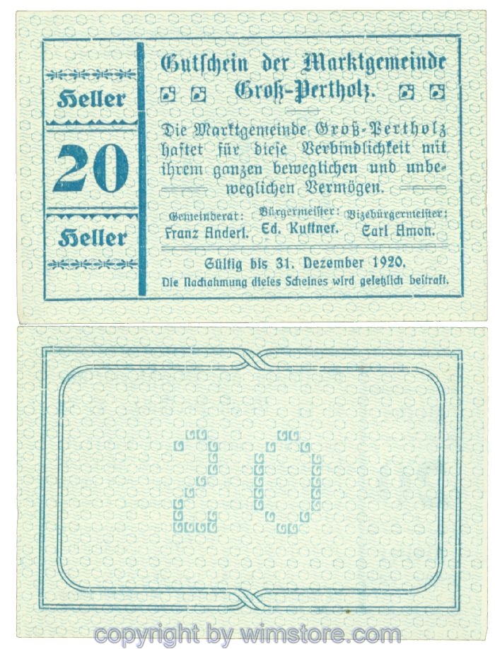 Gross-Pertholz, J00295IIc, 20 Heller; 1