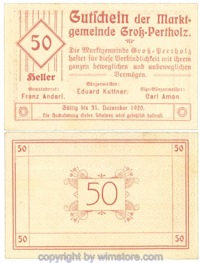 Gross-Pertholz, J00295IIIb, 50 Heller; 1-