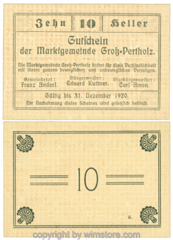 Gross-Pertholz, J00295IIId, 10 Heller; 1