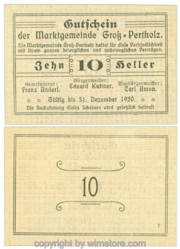 Gross-Pertholz, J00295IIIe, 10 Heller; 1