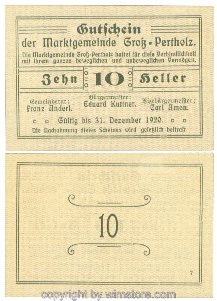 Gross-Pertholz, J00295IIIe, 10 Heller; 1