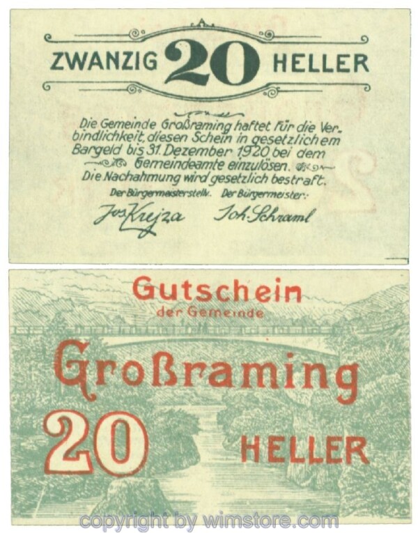 Gross-Raming, J00296I, 20 Heller; 1
