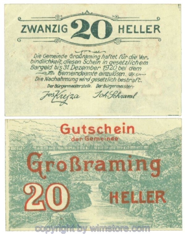 Gross-Raming, J00296I, 20 Heller; 1-