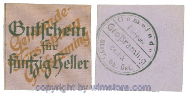 Gross-Raming, J00296IIIc, 50 Heller; 1