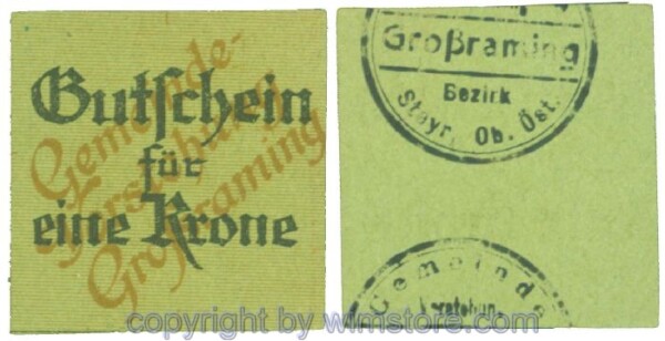 Gross-Raming, J00296IIIc, 1 Krone; 1