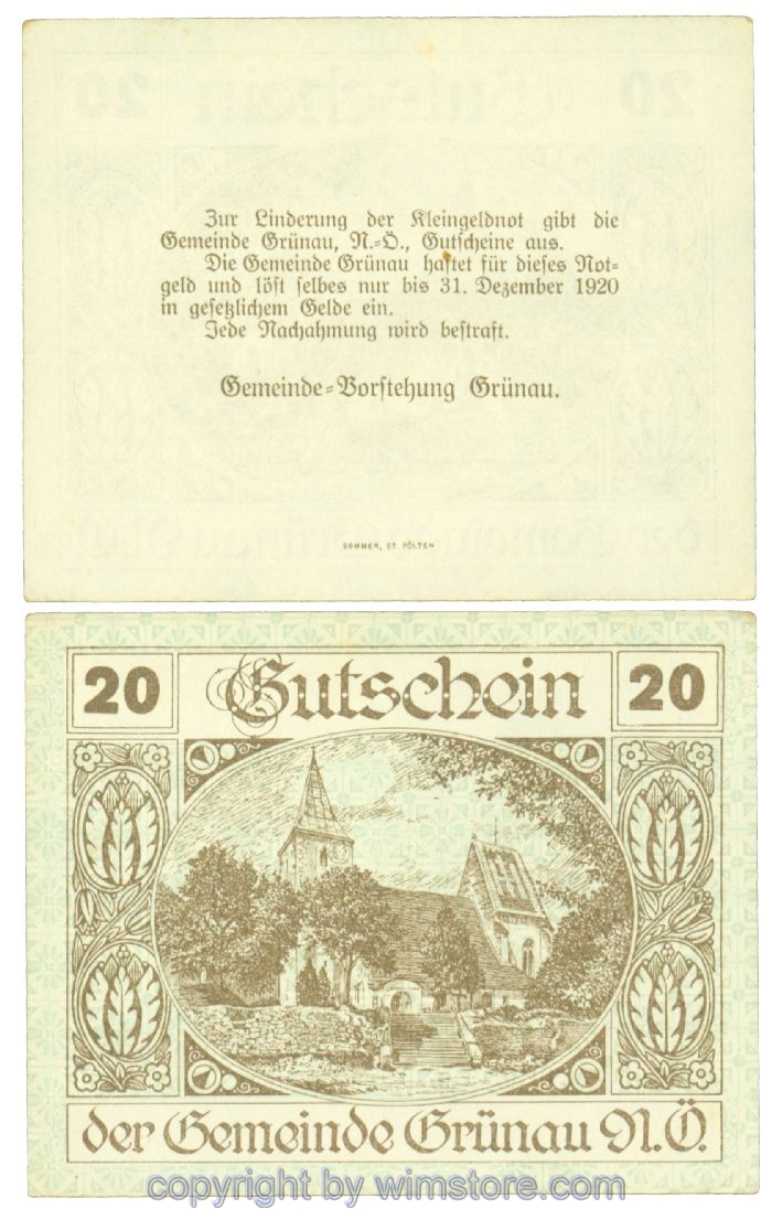 Grünau, J00299, 20 Heller; 1-