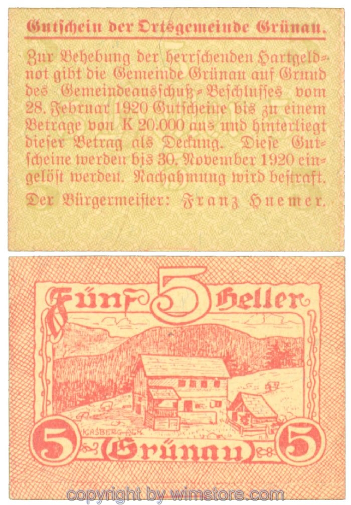Grünau, J00300a, 5 Heller; 1