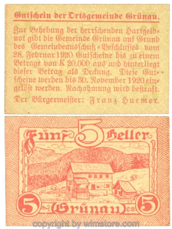 Grünau, J00300a, 5 Heller; 1-