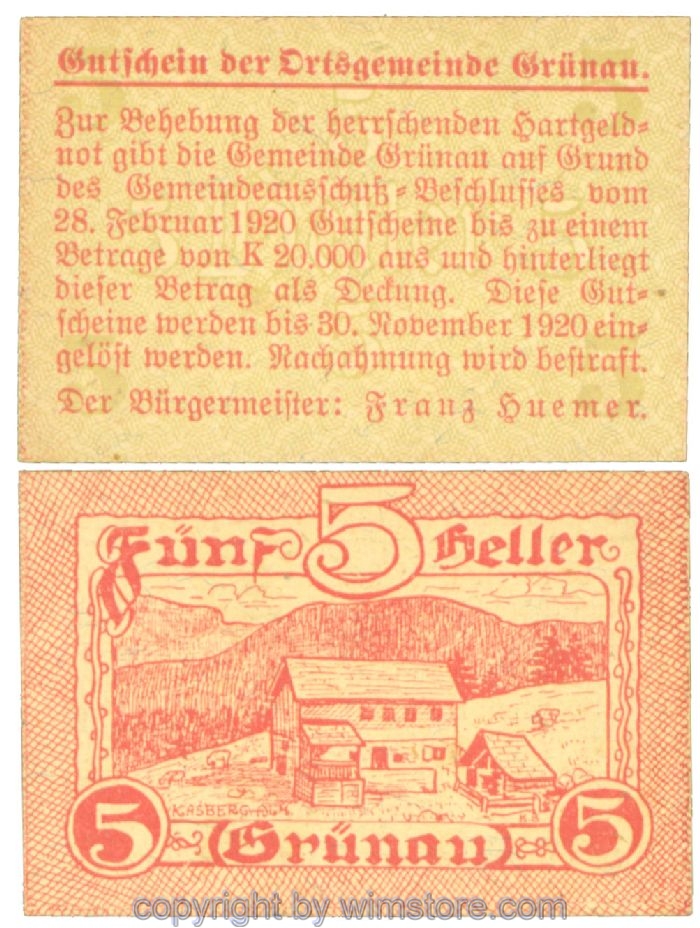 Grünau, J00300a, 5 Heller; 1-